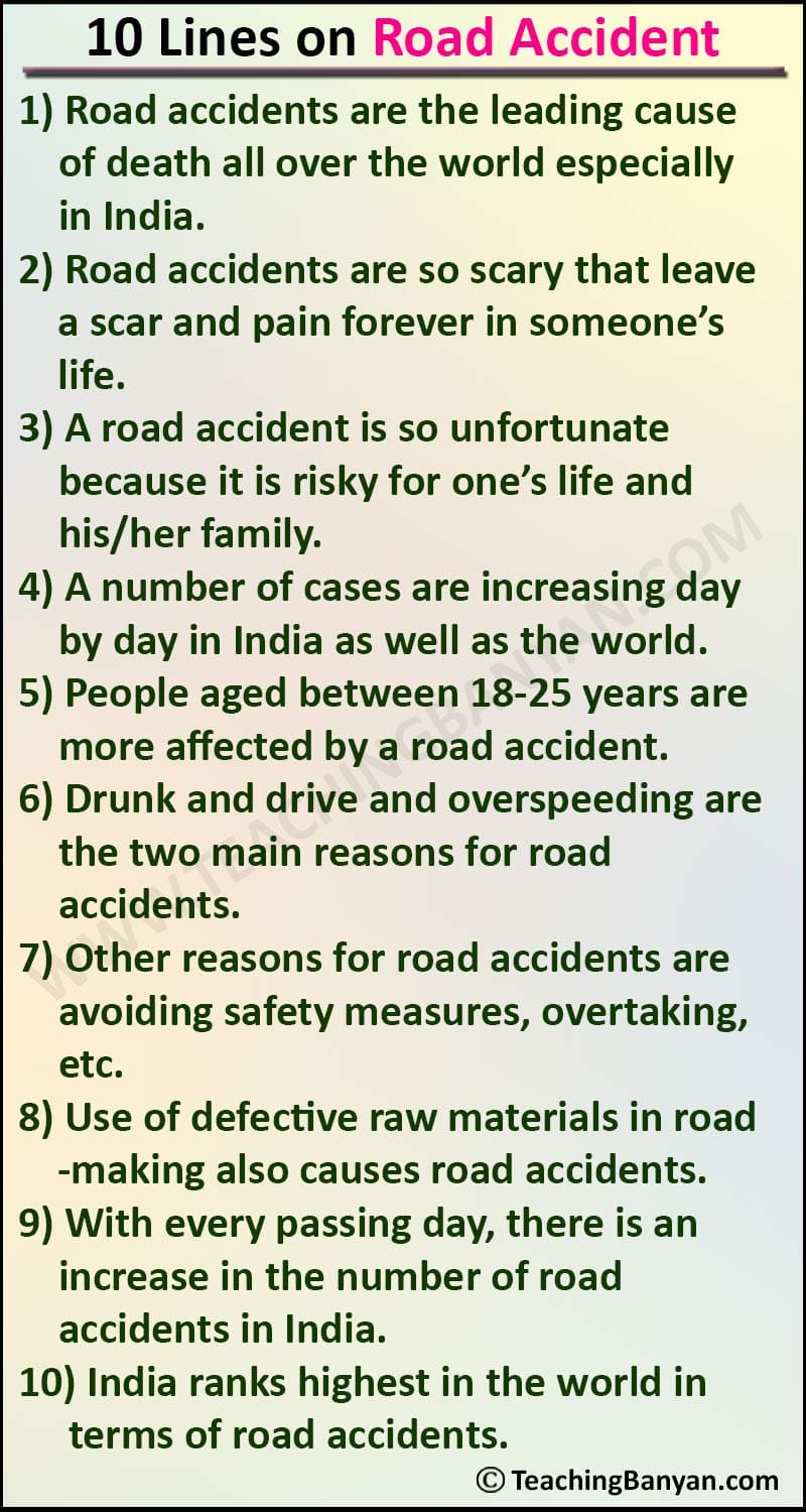 10 Lines on Road Accident