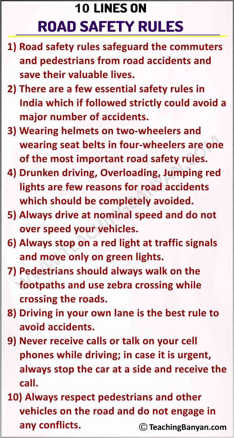 short essay of 100 words on road safety