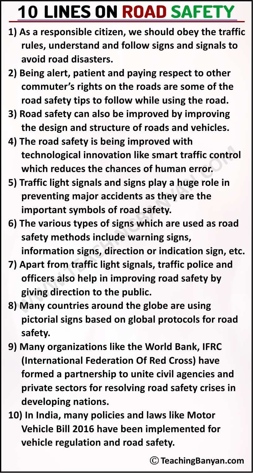 10 Lines on Road Safety