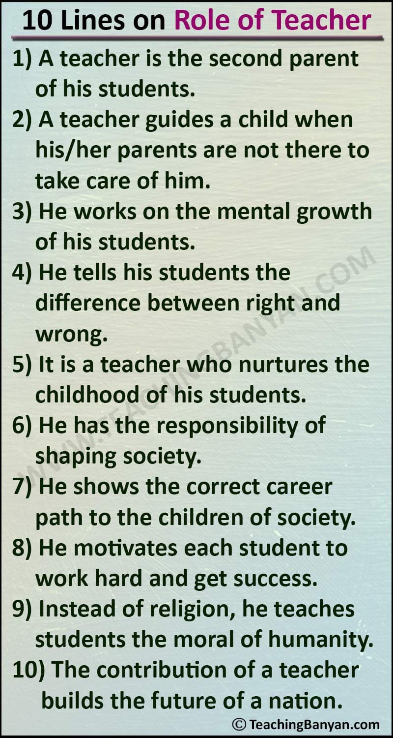 10 Lines on Role of Teacher