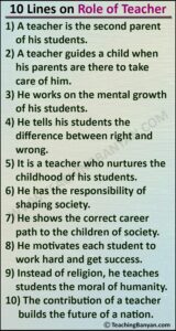 10 Lines on Role of Teacher