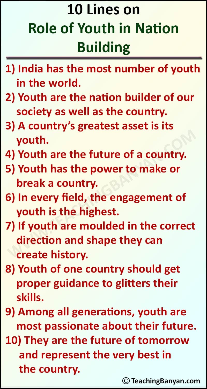 10 Lines on Role of Youth in Nation Building