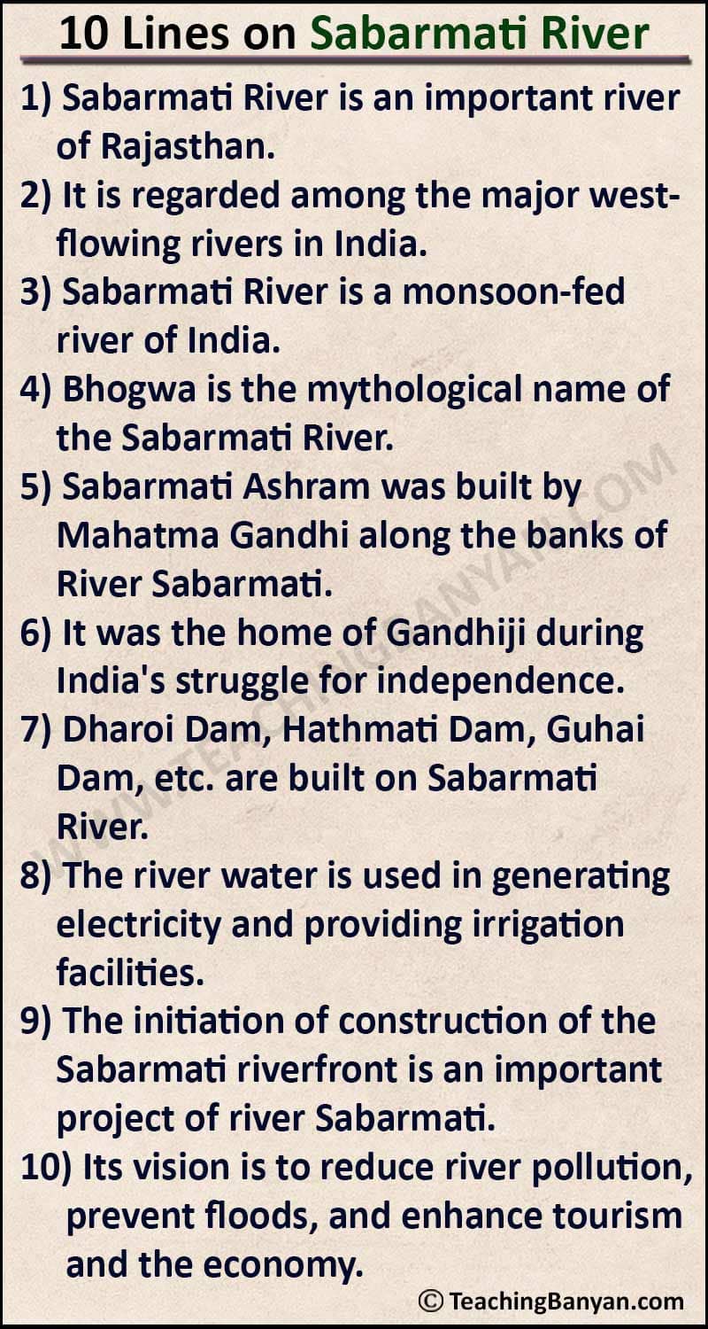 10 Lines on Sabarmati River