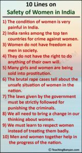 10 Lines on Safety of Women in India