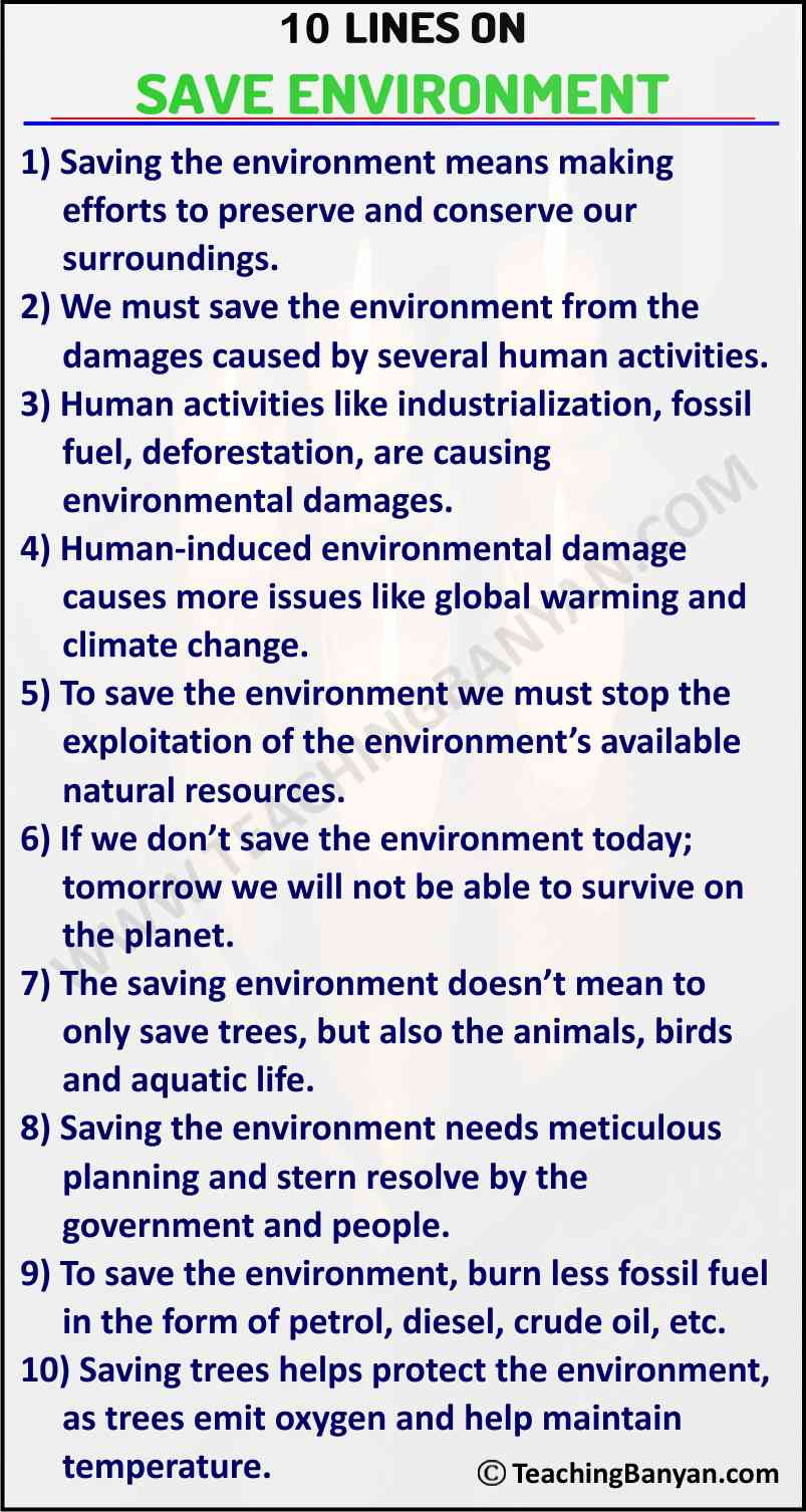 10 Lines on Save Environment