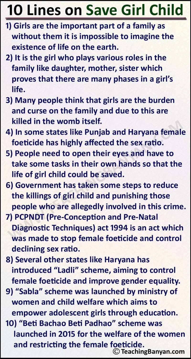 10 Lines on Save Girl Child