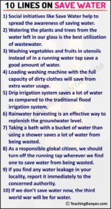 10 Lines on Save Water