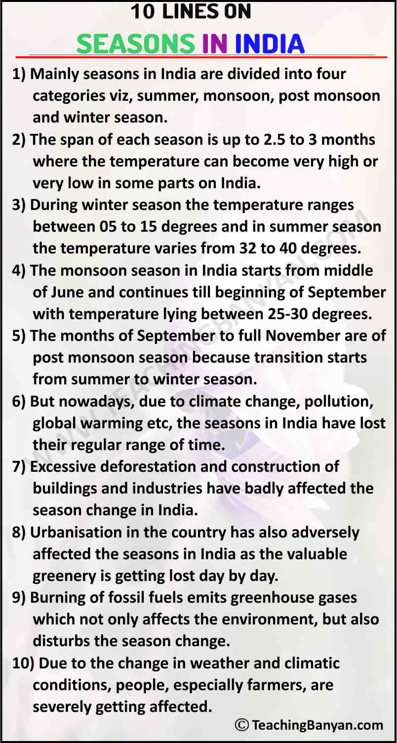 10 Lines on Seasons in India