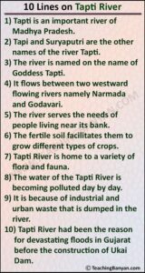 10 Lines on Tapti River