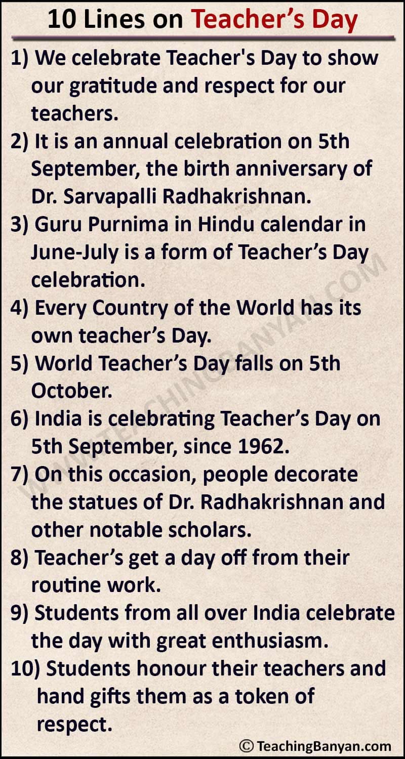 10 Lines on Teacher’s Day