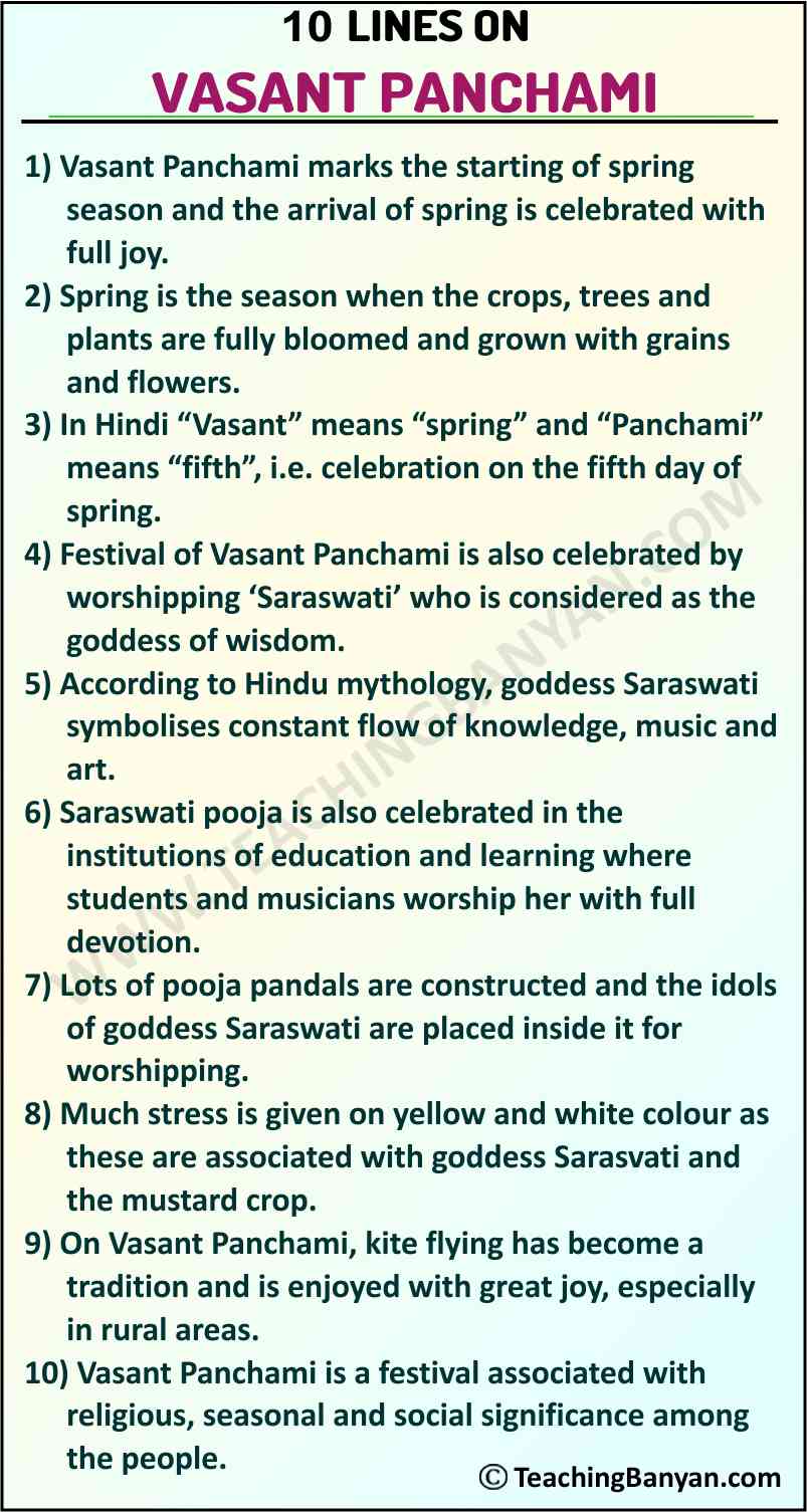 10 Lines on Vasant Panchami