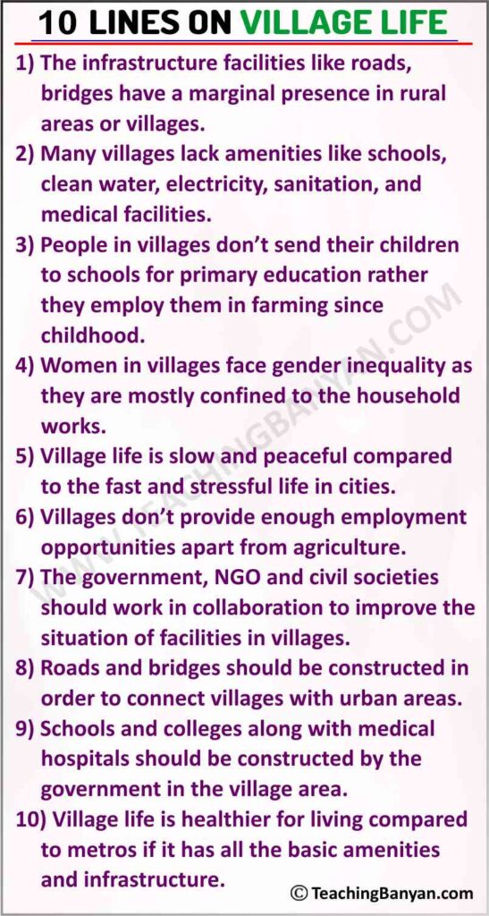 10 Lines On Village Life For Children And Students Of Class 1 2 3 4