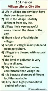 10 Lines on Village Life vs City Life