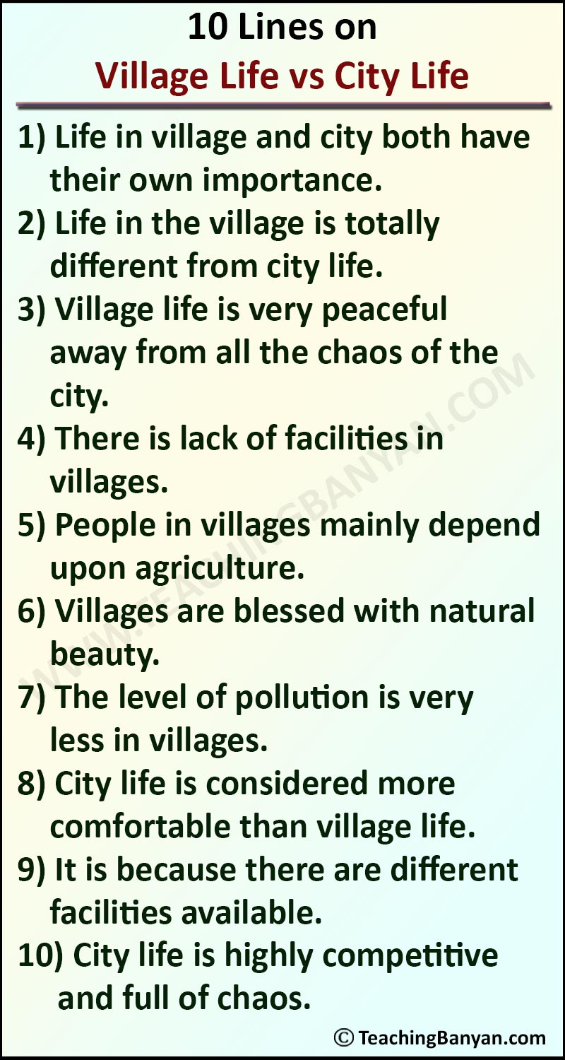 essay on village life vs city life