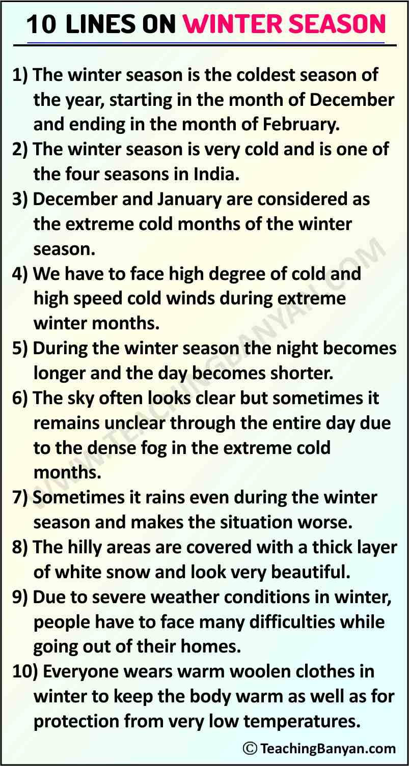 10 Lines on Winter Season