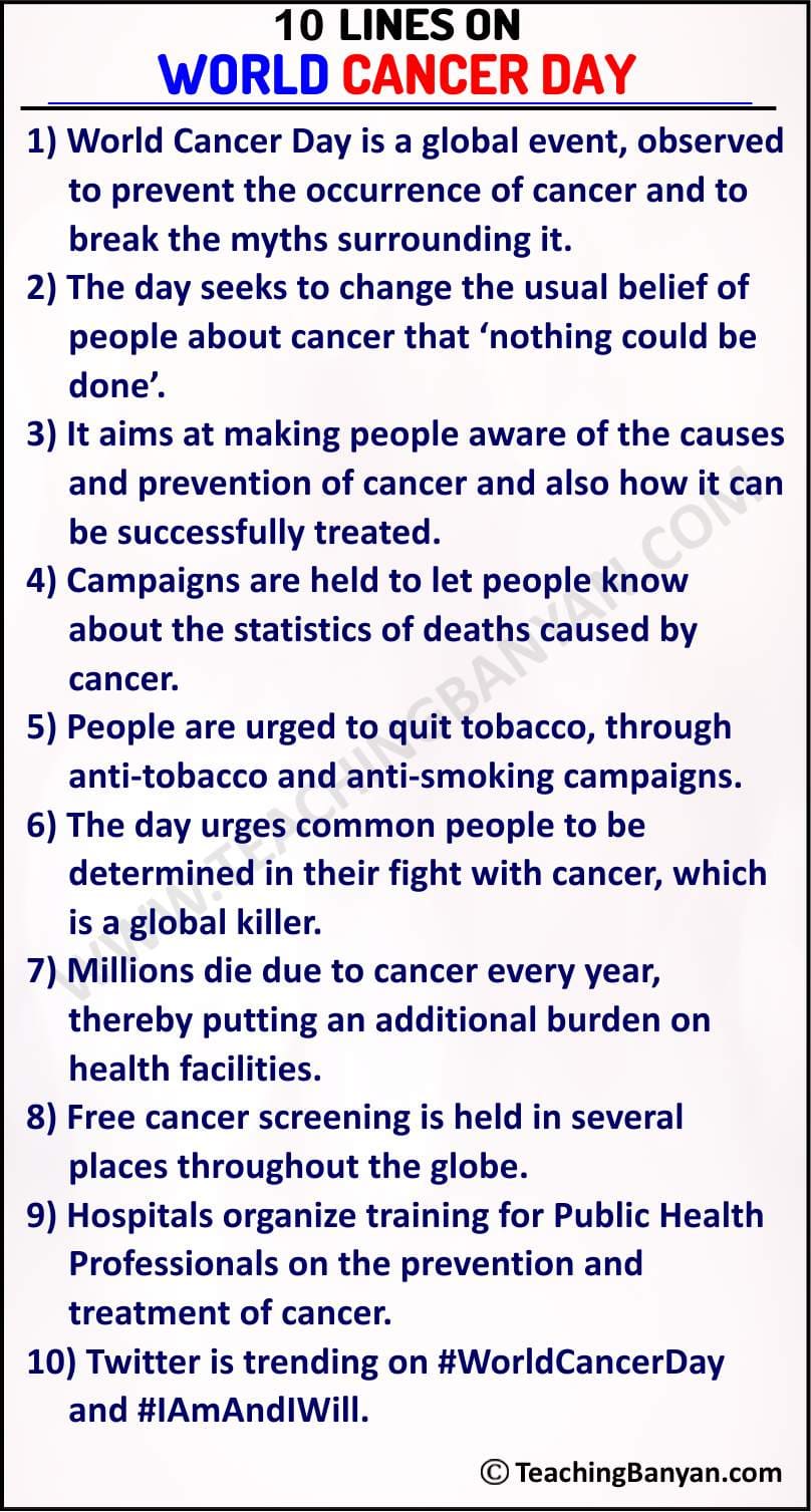 10 Lines on World Cancer Day