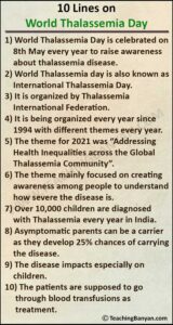 10 Lines on World Thalassemia Day