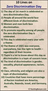 10 Lines on Zero Discrimination Day
