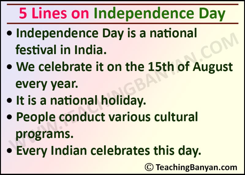 independence day essay 5 lines