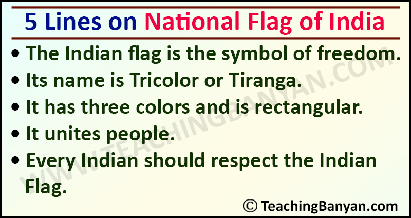5 Lines on National Flag of India