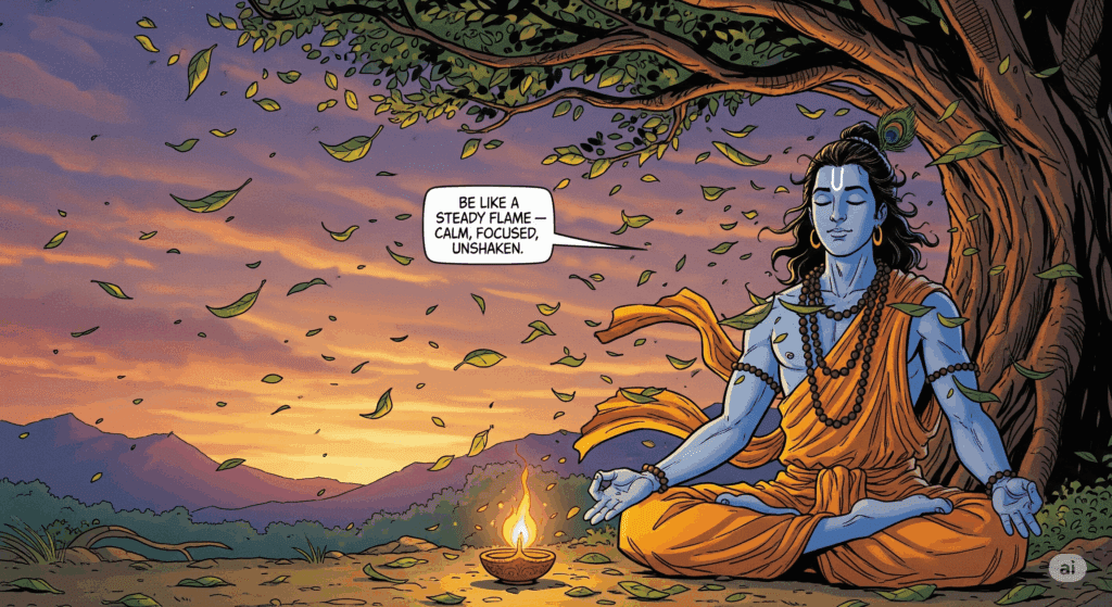 Geeta saar - When meditation is mastered, the mind is steady like the flame of a lamp in a windless place.