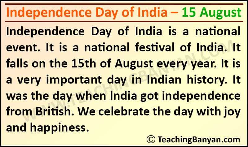 Independence Day of India – 15 August