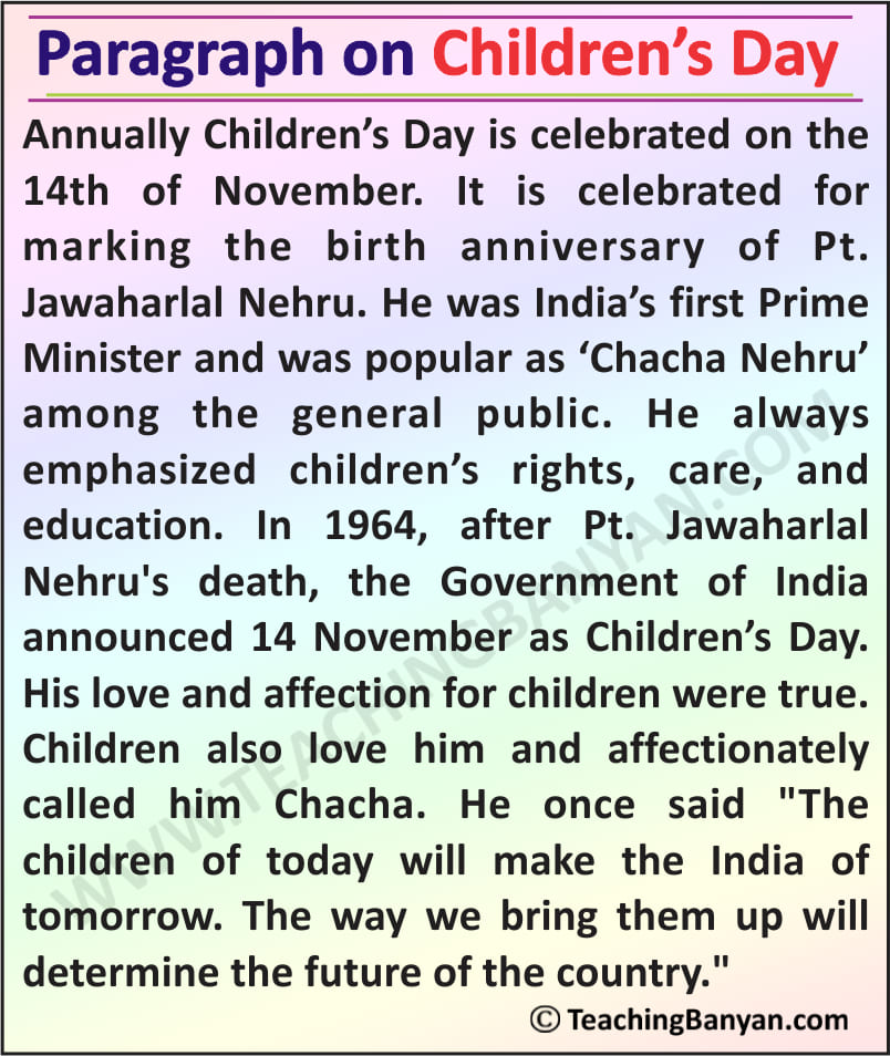 Paragraph On Children's Day