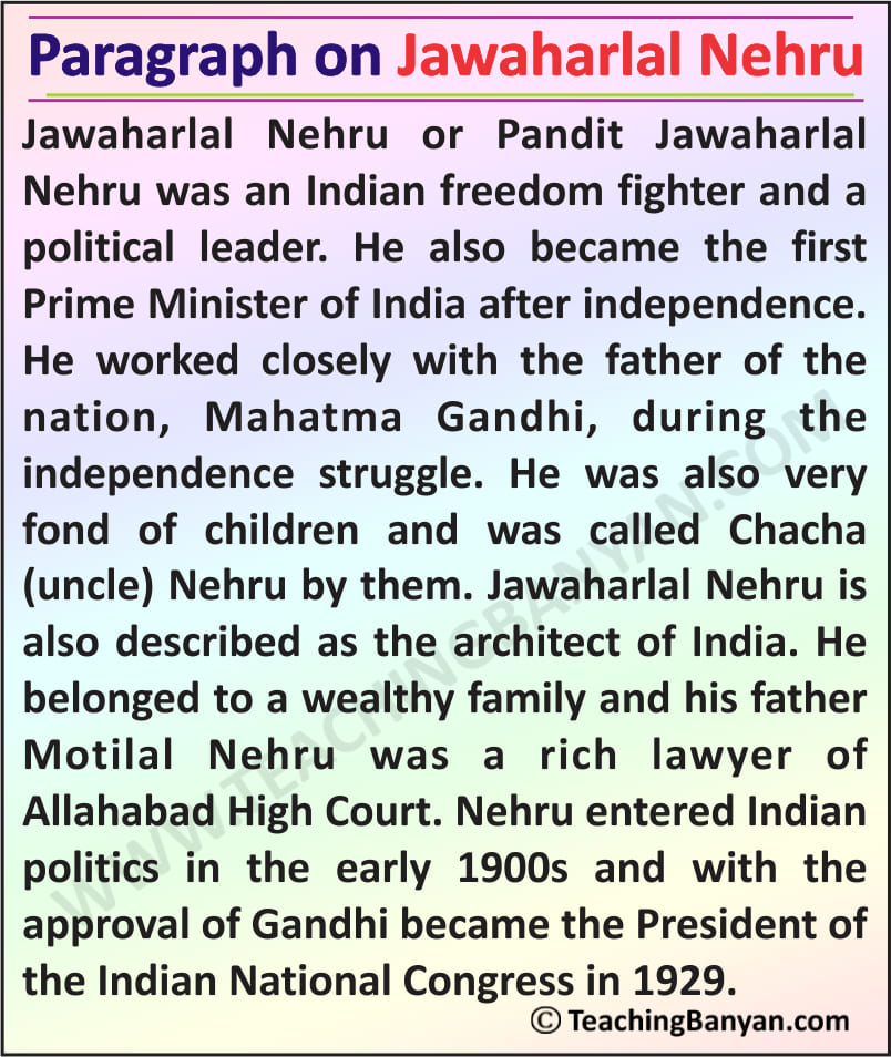 jawaharlal nehru essay for class 4