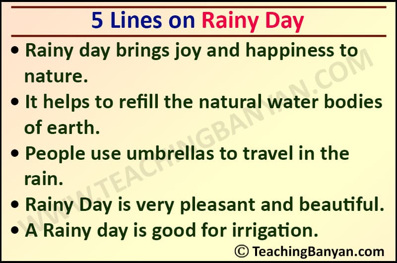 5 Lines on Rainy Day