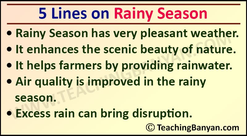 5 Lines on Rainy Season
